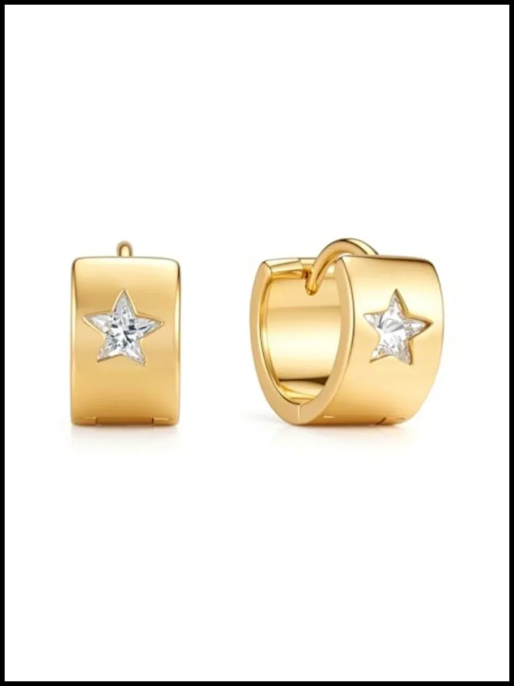Chunky 14k Gold Huggie Hoop Earrings Hypoallergenic, Lightweight for Women
